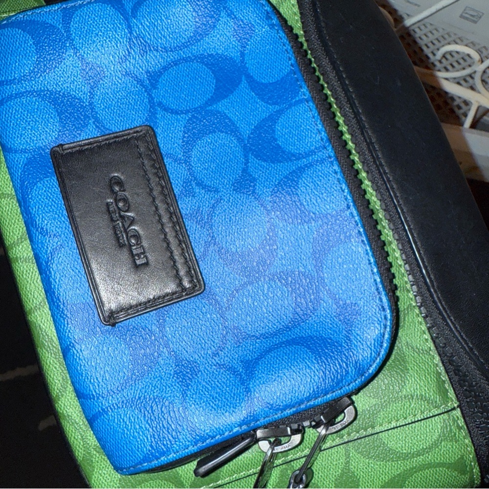 Coach Blue and Black Wallet with Signature Design